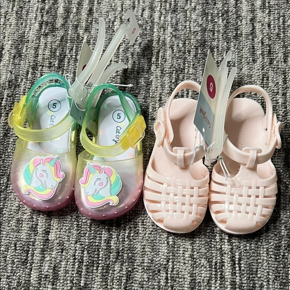 Cat & Jack Girls's- Unicorn and Pink Sandals Set Size 5